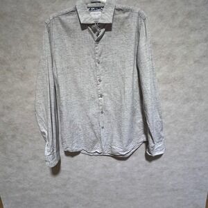 Denim & Flower Ricky Singh‎ Mens Gray Long Sleeve Button Down Shirt